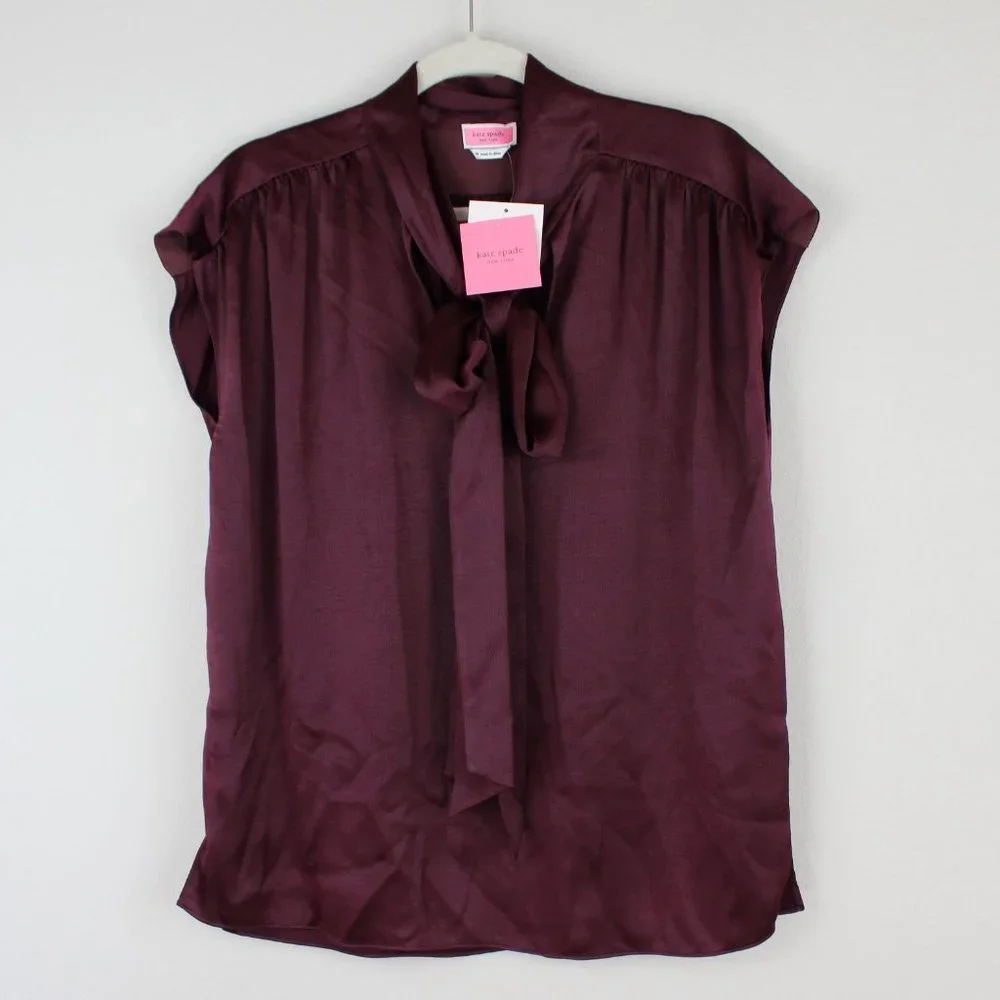 NWT KATE SPADE NEW YORK Satin Neck Tie Top, Medium